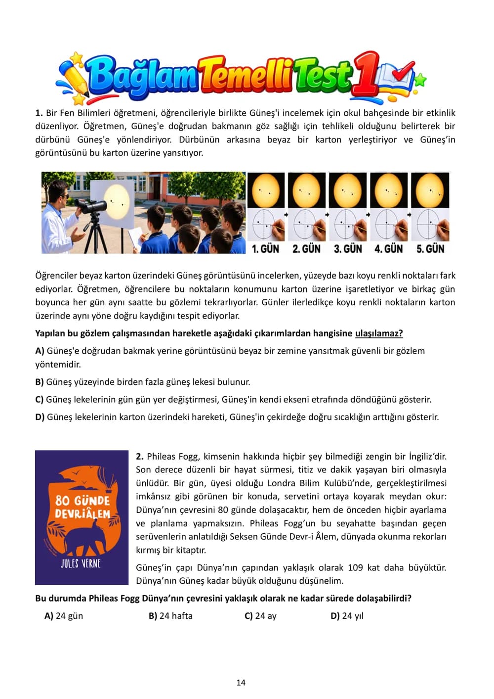 5. sınıf kitabından: Beceri Temelli Sorular